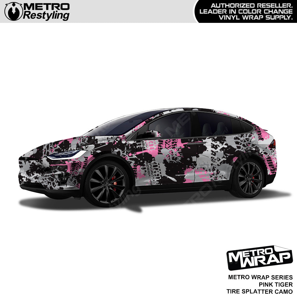 Metro Wrap Tire Splatter Pink Tiger Camouflage Vinyl Film