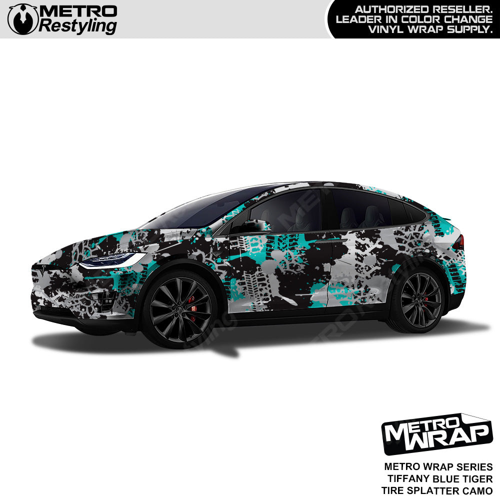 Metro Wrap Tire Splatter Tiffany Blue Tiger Camouflage Vinyl Film