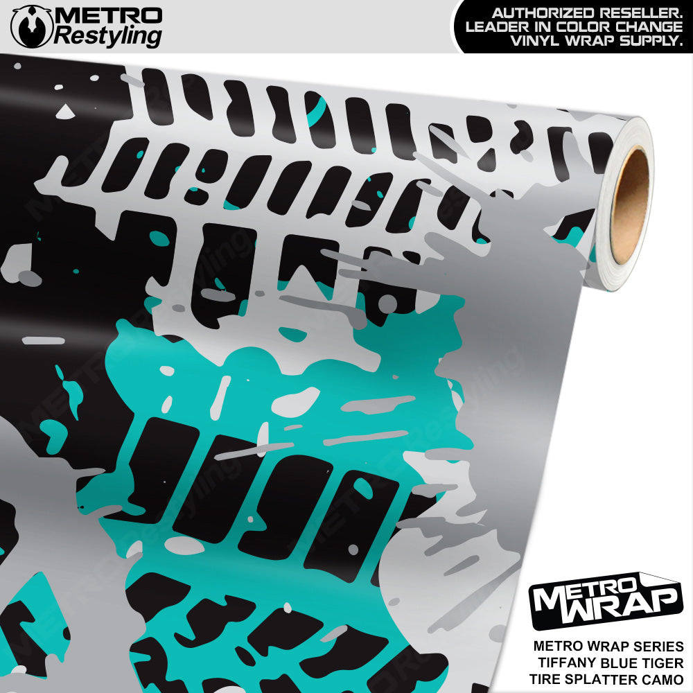 Metro Wrap Tire Splatter Tiffany Blue Tiger Camouflage Vinyl Film