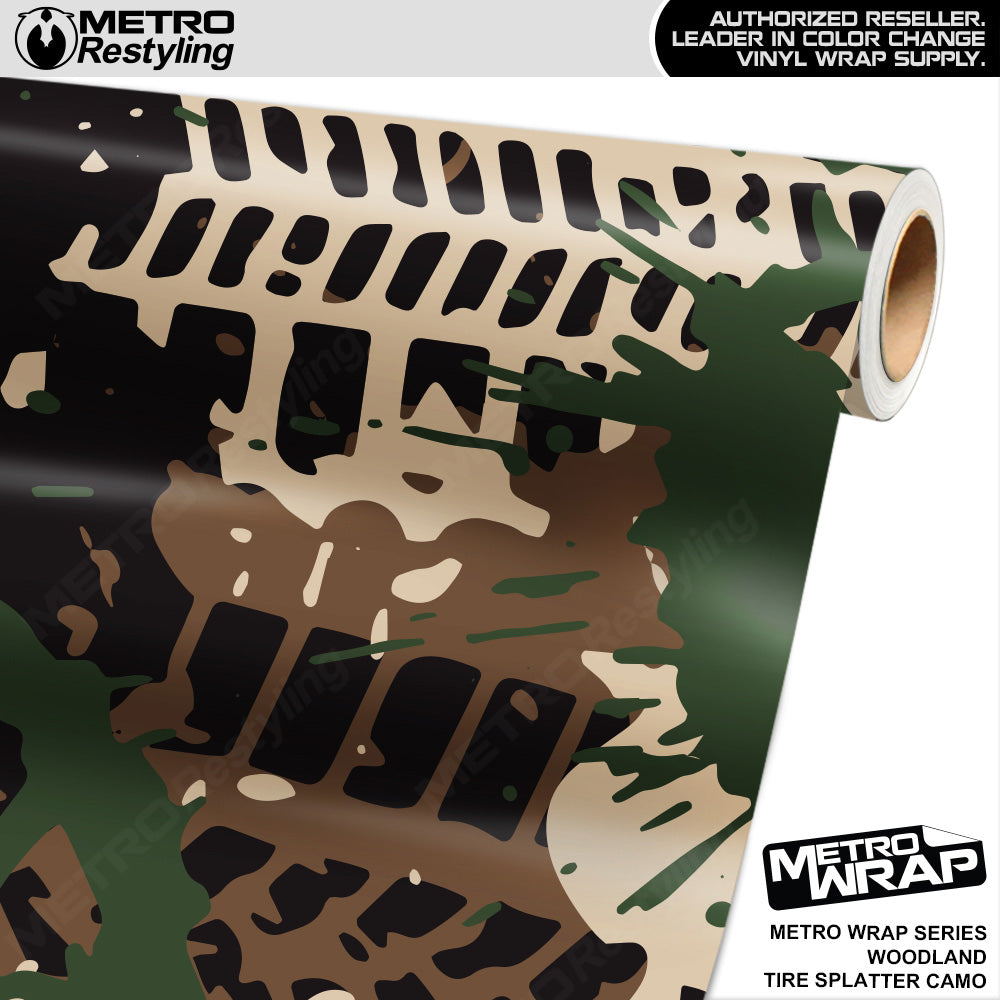 Metro Wrap Tire Splatter Woodland Camouflage Vinyl Film