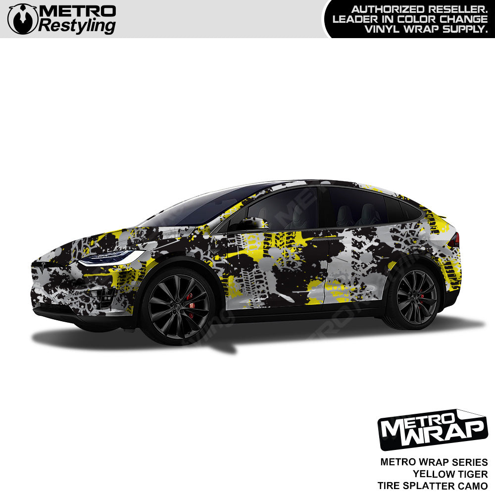 Metro Wrap Tire Splatter Yellow Tiger Camouflage Vinyl Film