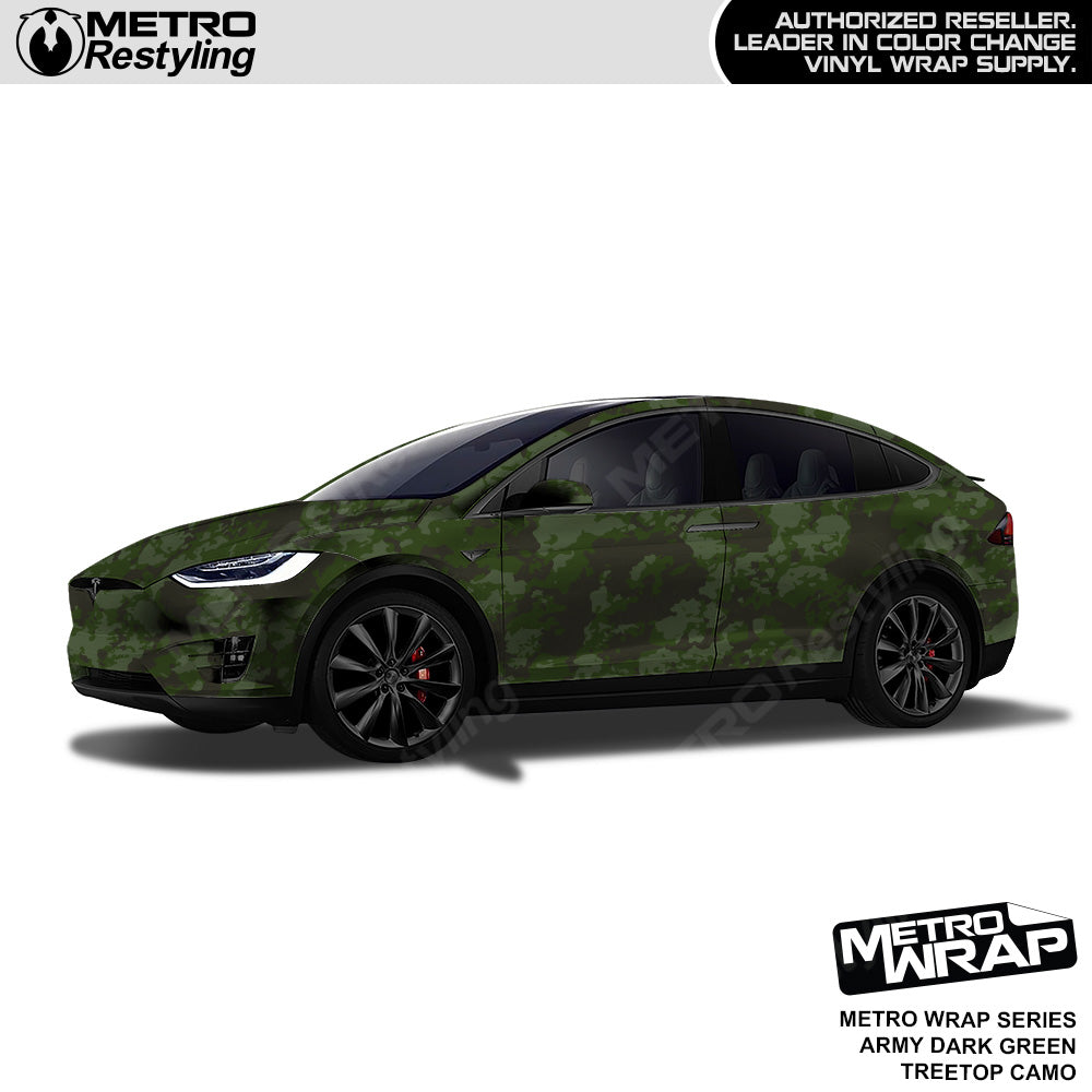 Metro Wrap Treetop Army Dark Green Camouflage Vinyl Film