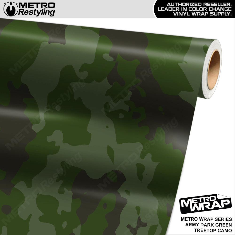Metro Wrap Treetop Army Dark Green Camouflage Vinyl Film