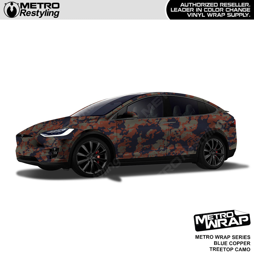 Metro Wrap Treetop Blue Copper Camouflage Vinyl Film