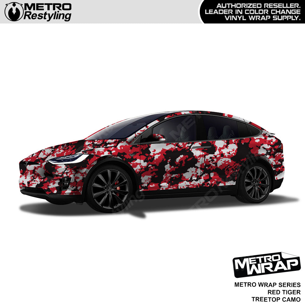 Metro Wrap Treetop Red Tiger Camouflage Vinyl Film tesla