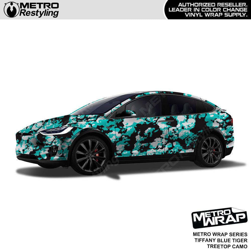 Metro Wrap Treetop Tiffany Blue Tiger Camouflage Vinyl Film tesla
