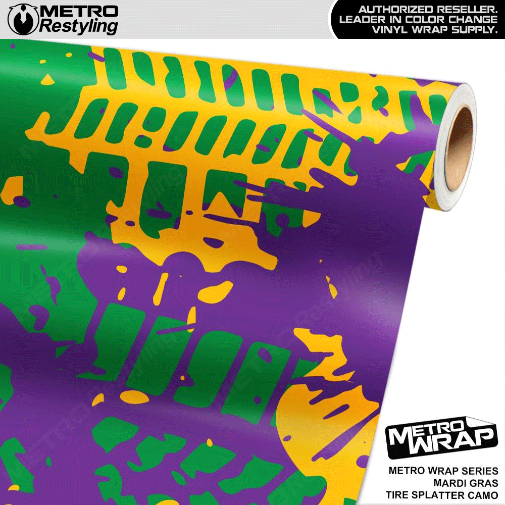 Metro Wrap Tire Splatter Mardi Gras Camouflage