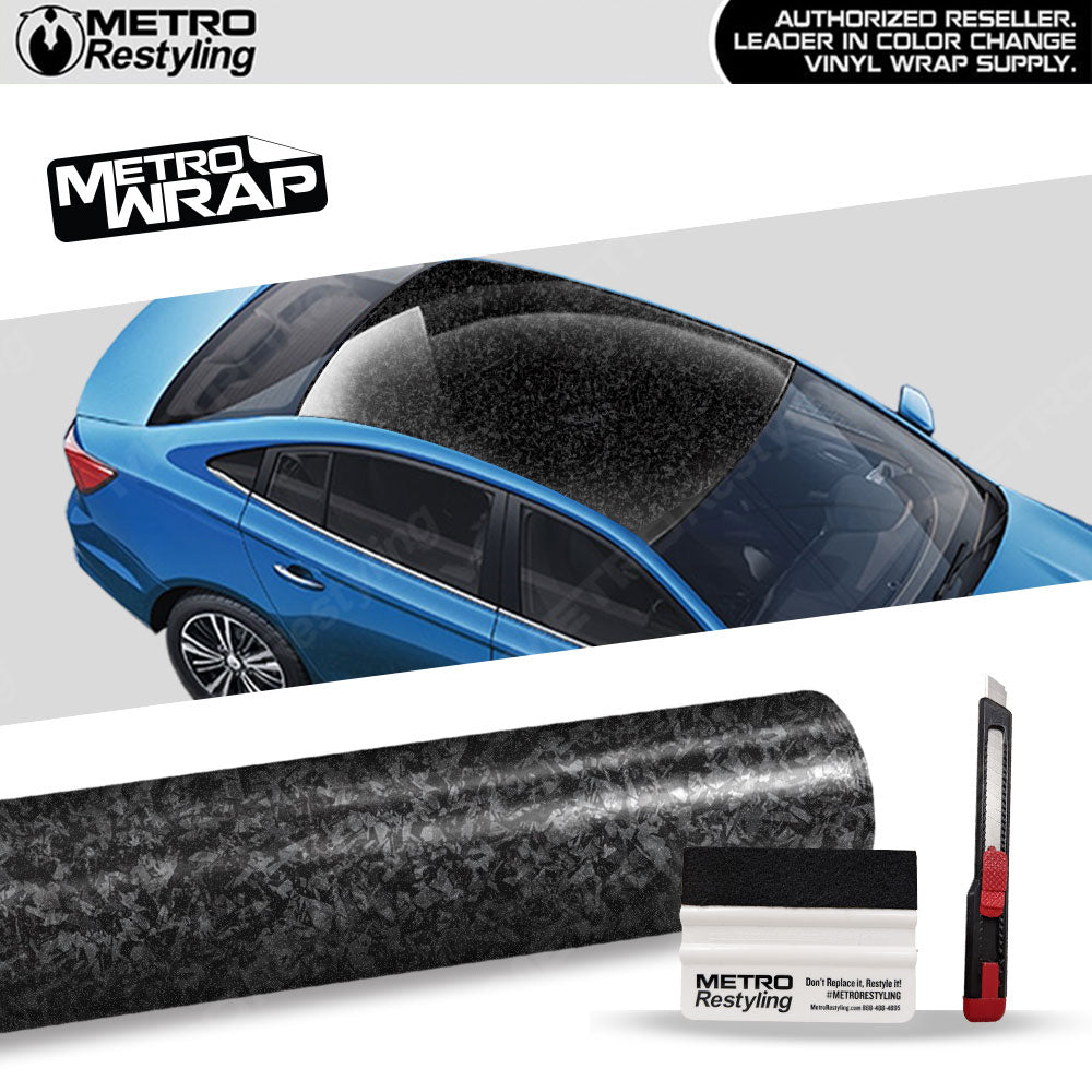 Universal Vinyl Roof Wrap DIY Kit | Metro Wrap Forged Carbon Fiber | Squeegee & Razor Blade