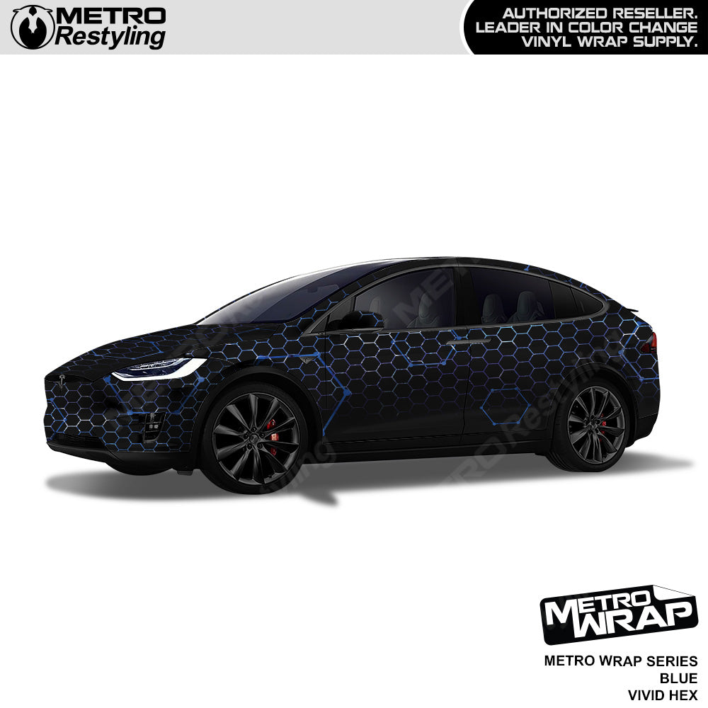Metro Wrap Vivid Hex Blue Camouflage Vinyl Film