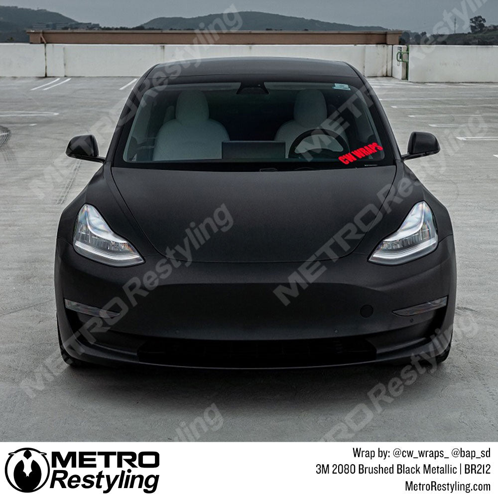 Brushed Black Metallic Tesla Wrap