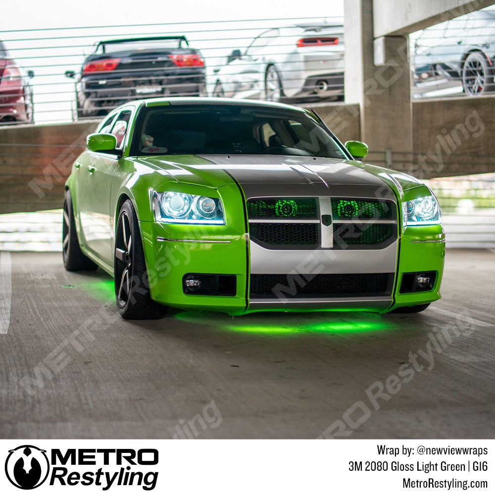 glossy light green car wrap
