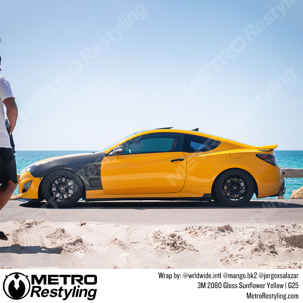 glossy yellow sunflower car wrap