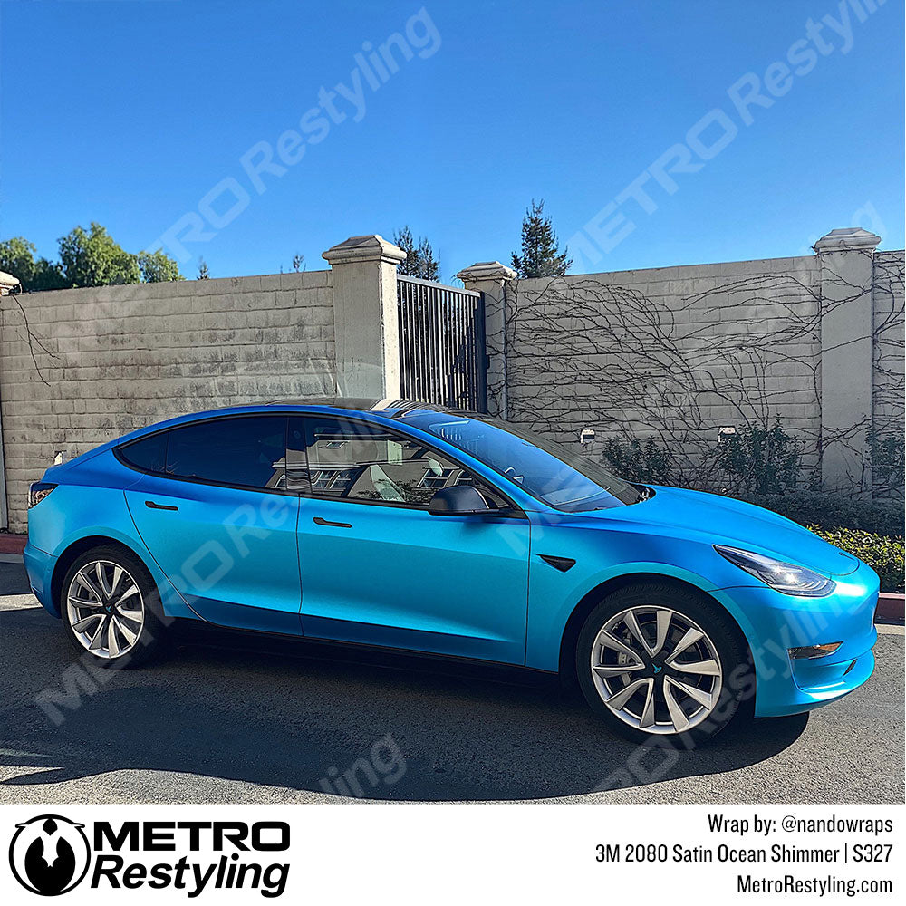 Satin Ocean Shimmer Tesla Wrap