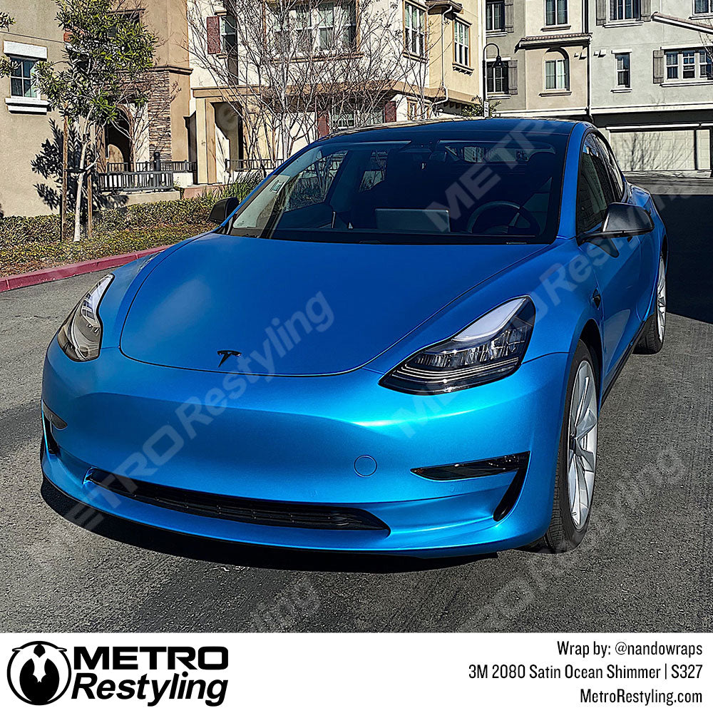 Satin Ocean Shimmer Tesla Wrap