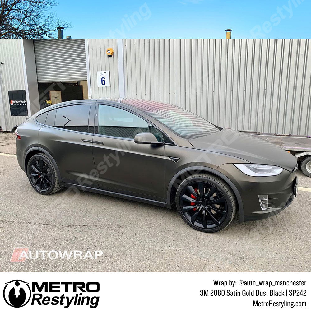 Satin Gold Dust Black Tesla Wrap