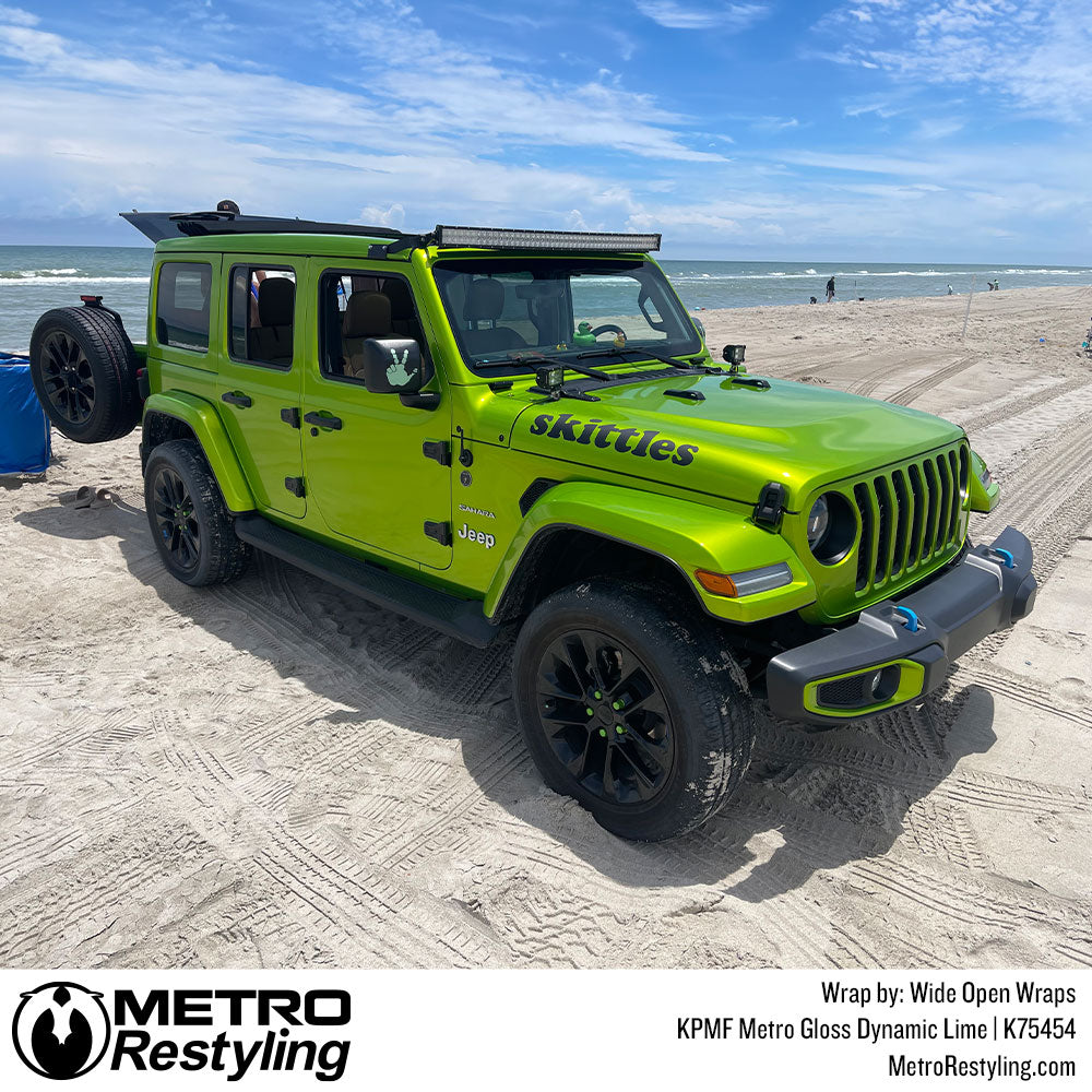 Gloss Dynamic Lime Vinyl Wrapped Jeep