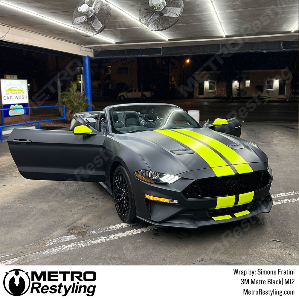 Vinyl Wrapped Ford Mustang Matte Black