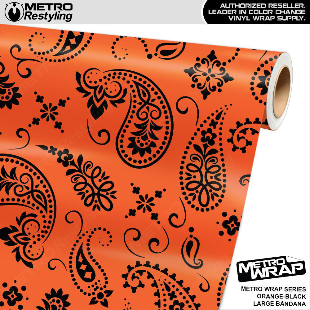 Metro Wrap Large Bandana Orange Black Vinyl Film - Avery Film - Satin Finish | BLOWOUT STOCK | (10 sq ft) | 100383