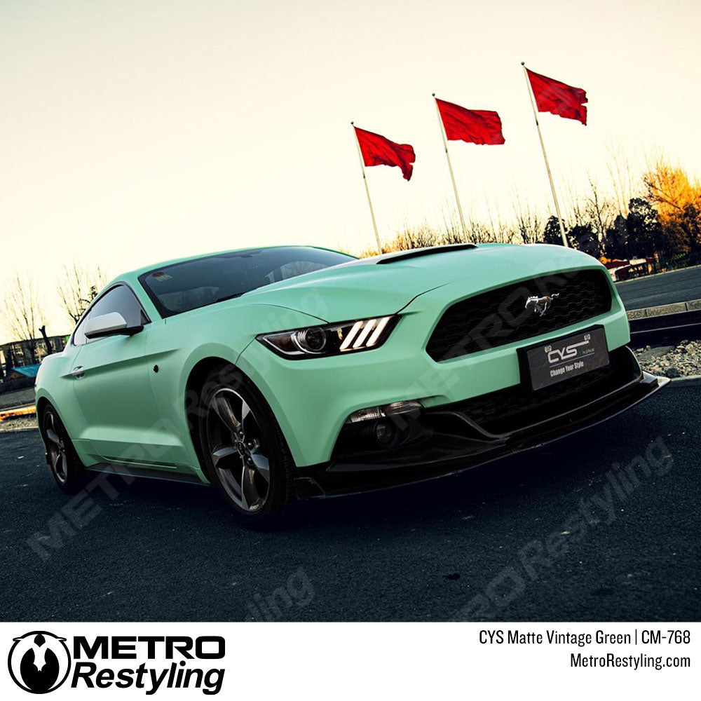 matte green mustang wrap