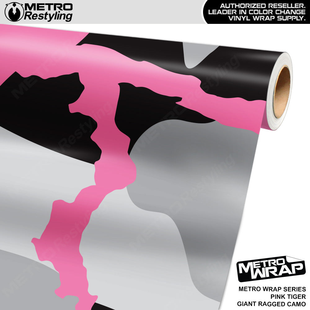 Metro Wrap Giant Ragged Pink Tiger Camouflage Vinyl Film - Avery Dennison Film - Satin Finish | BLOWOUT STOCK | (382 sq ft) | 684273