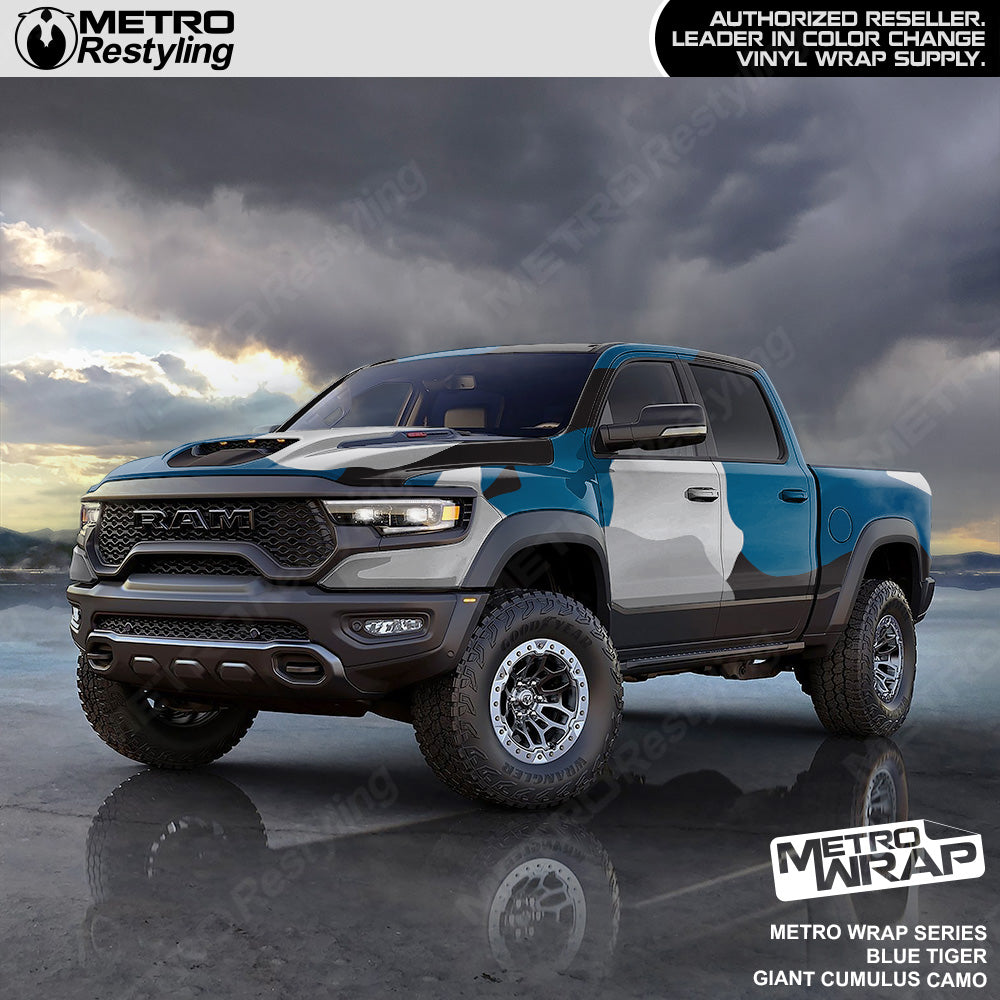 Metro Wrap Giant Cumulus Blue Tiger Camouflage Vinyl Film