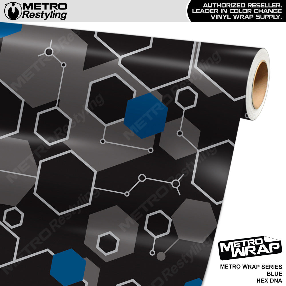 Metro Wrap Hex DNA Blue Vinyl Film - 3M Film - Satin Finish | BLOWOUT STOCK | (10 sq ft) | 100388