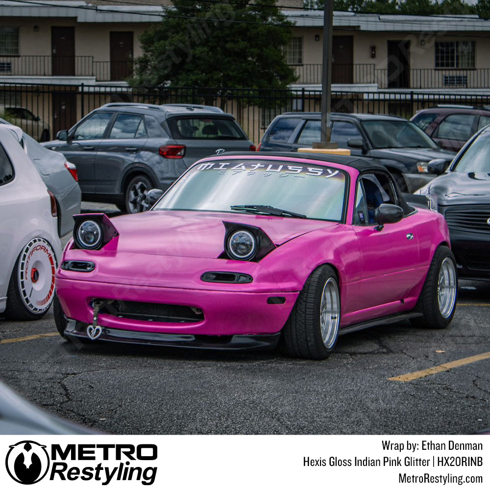 Hexis Gloss Indian Pink Glitter Mazda Miata Vinyl Wrap