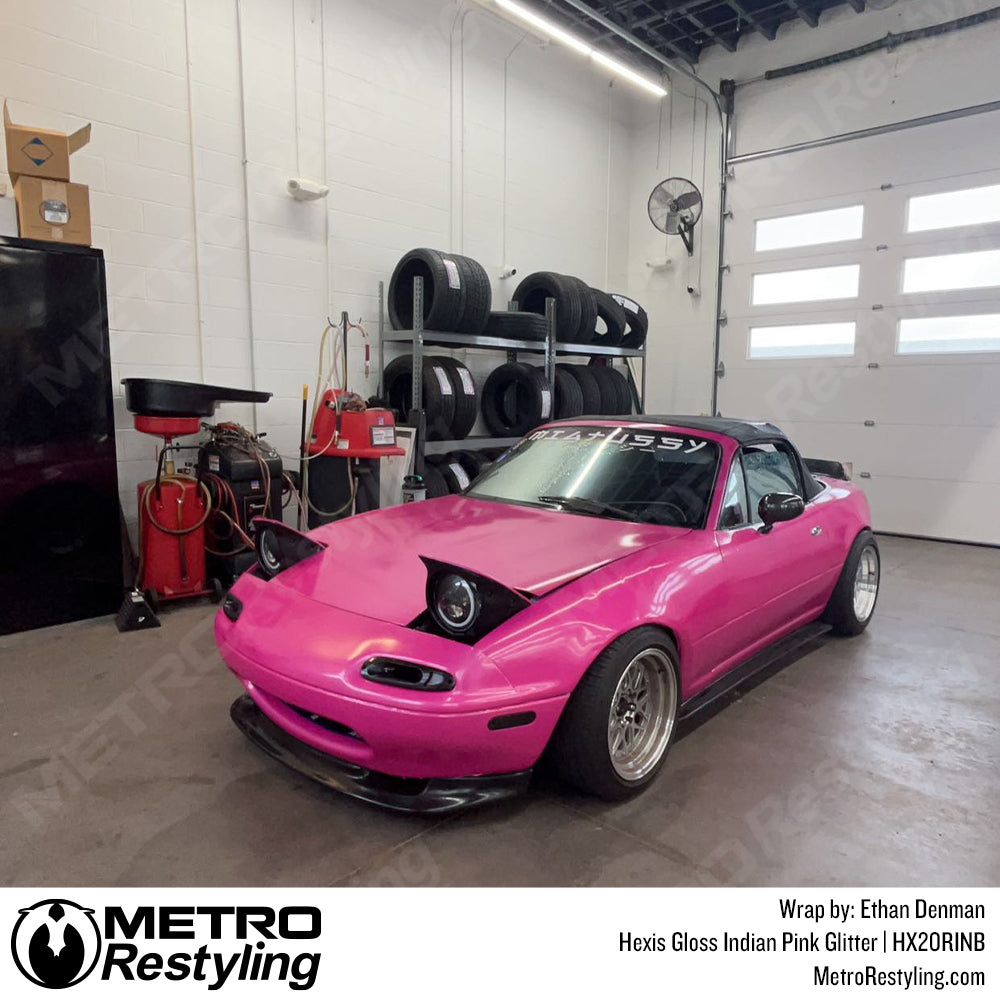 Hexis Gloss Indian Pink Glitter Mazda Miata Vinyl Wrap