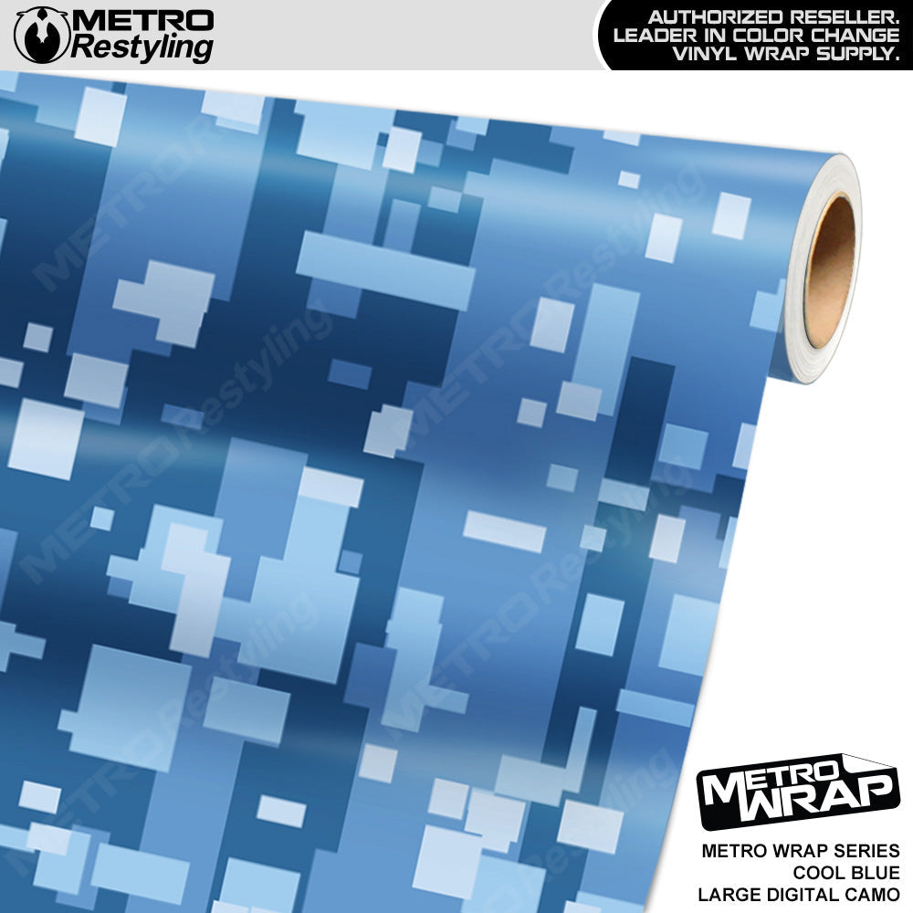 Metro Wrap Large Digital Cool Blue Camouflage Vinyl Film
