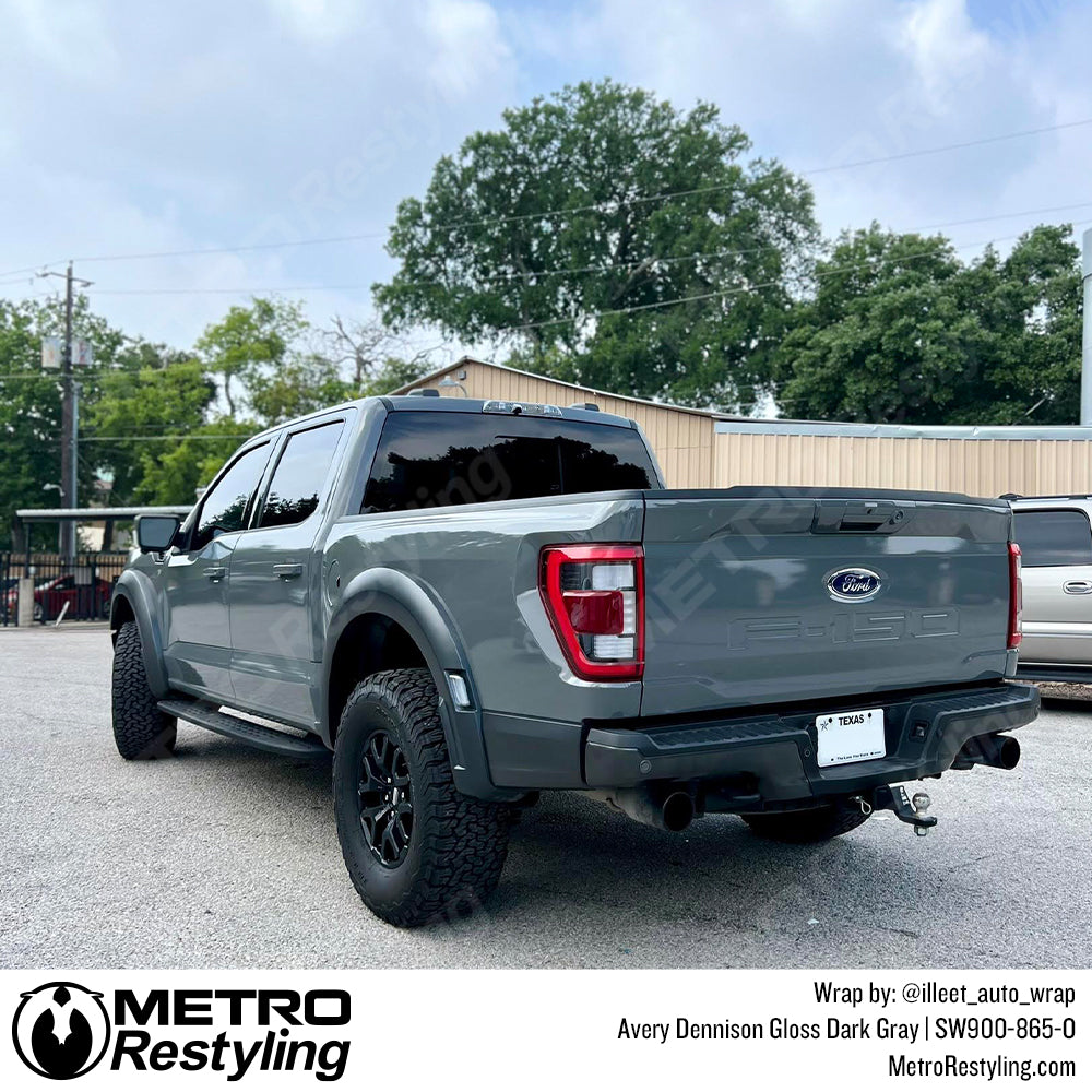 dark gray vinyl ford truck wrap