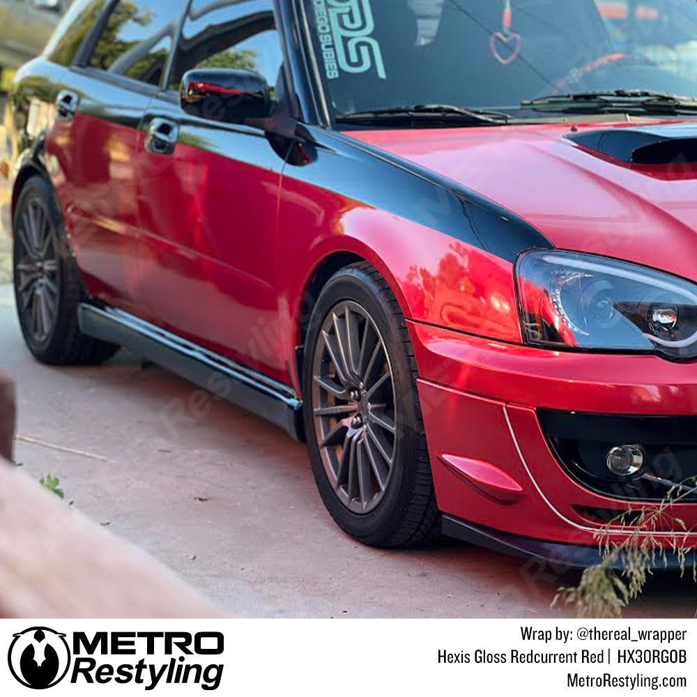 MR Subaru WRX Wagon Hexis Gloss Redcurrent Red Vinyl Wrap HX30RGOB Wrapped By thereal wrapper