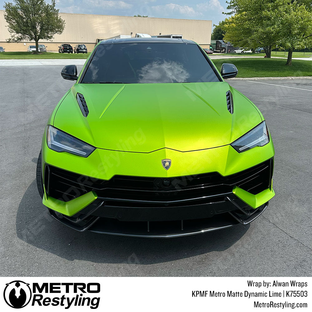 2023 Lamborghini Urus Performante Wrapped In Metro Matte Dynamic Lime KPMF Vinyl Wrap