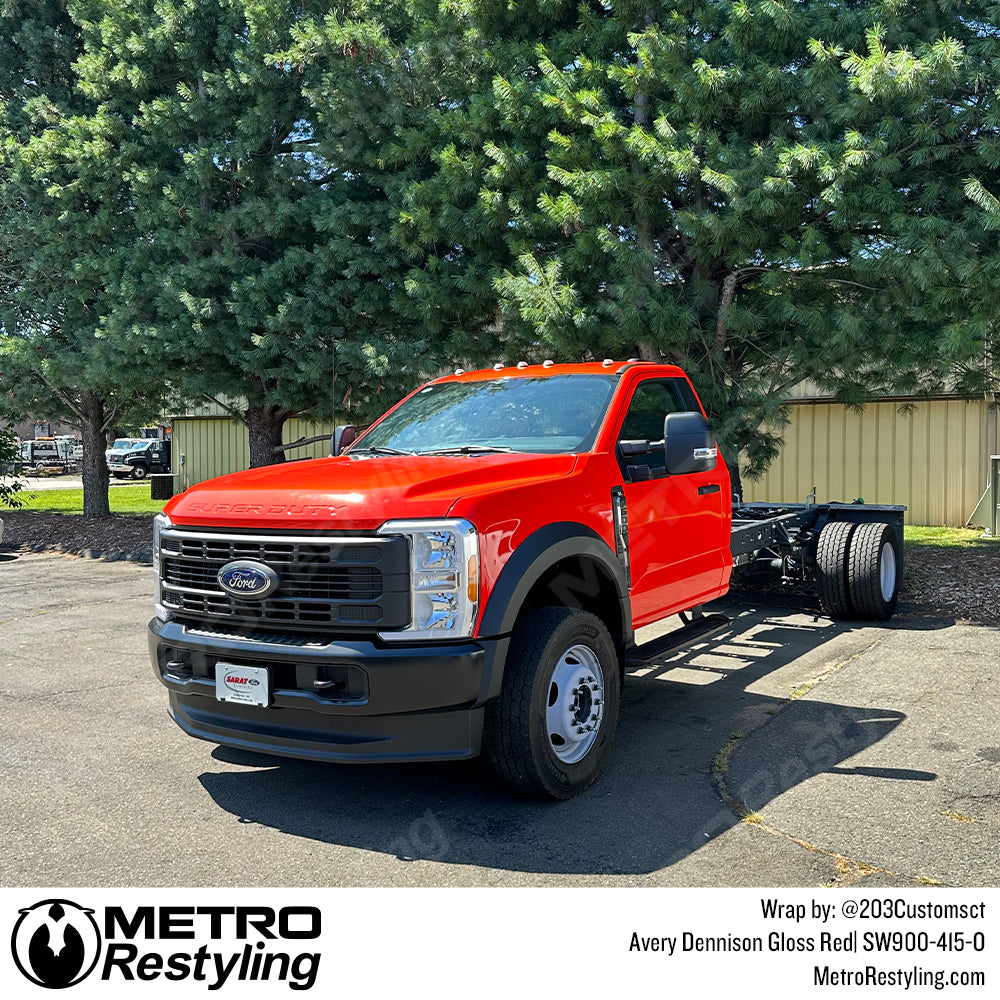Gloss Red Ford Super Duty Vinyl Wrap