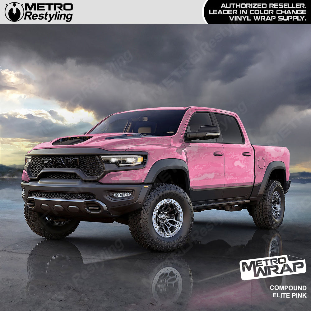 Compound Pink Camo vinyl truck wrap