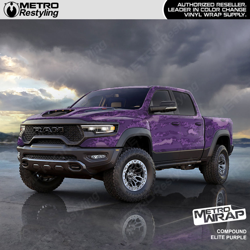 Compound Purple Camo vinyl truck wrap