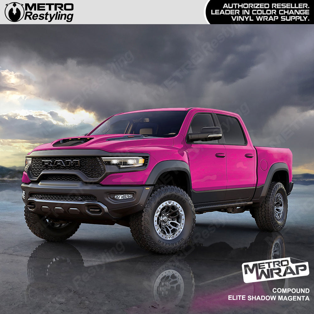 Compound Magenta Camo vinyl truck wrap