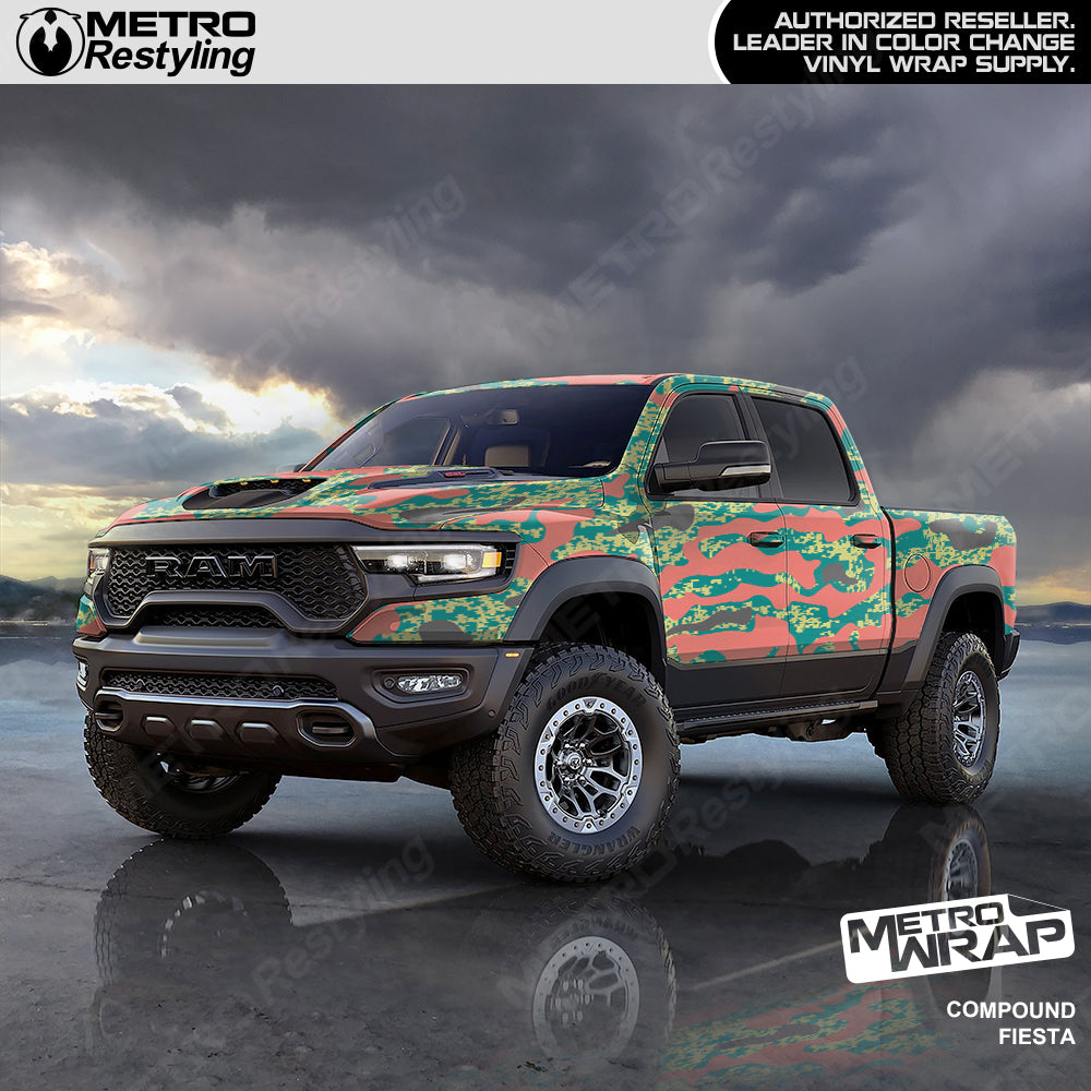 Compound Fiesta Camo vinyl truck wrap