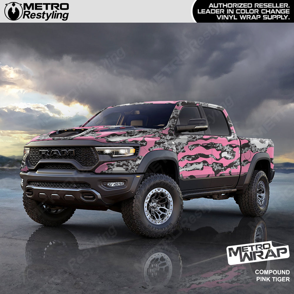 Compound Pink Tiger Camo vinyl truck wrap