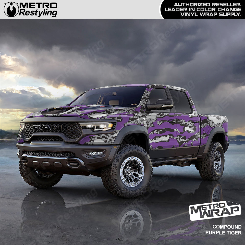 Compound Purple Tiger Camo vinyl truck wrap