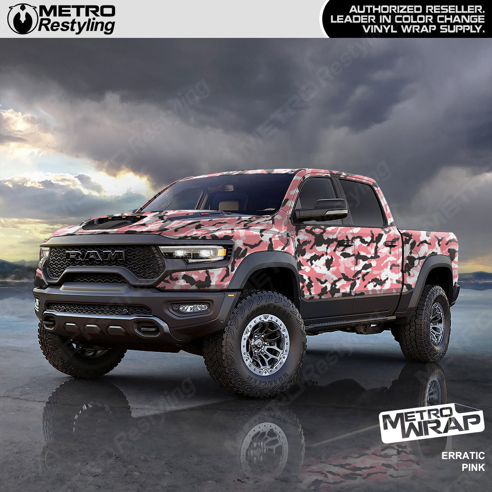 Pink Camo vinyl truck wrap