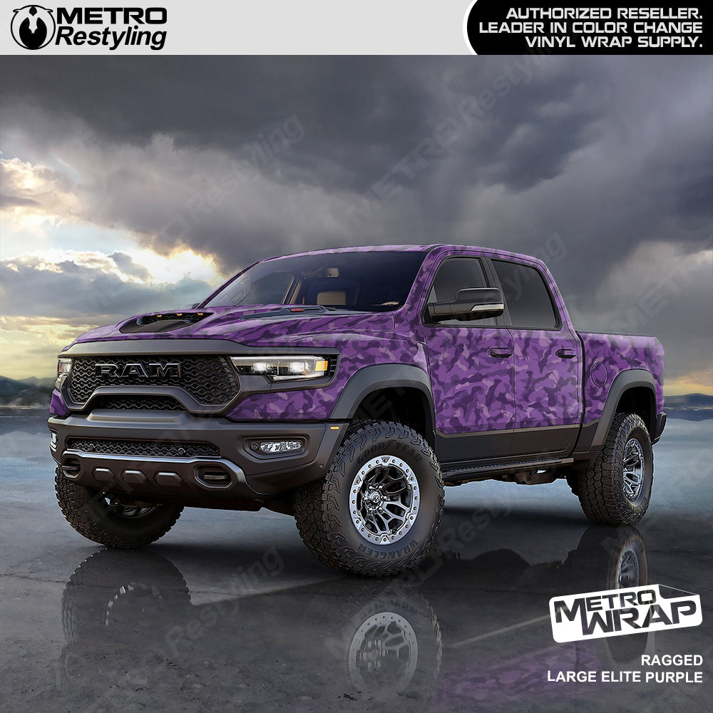 Ragged Elite Purple Camo vinyl truck wrap