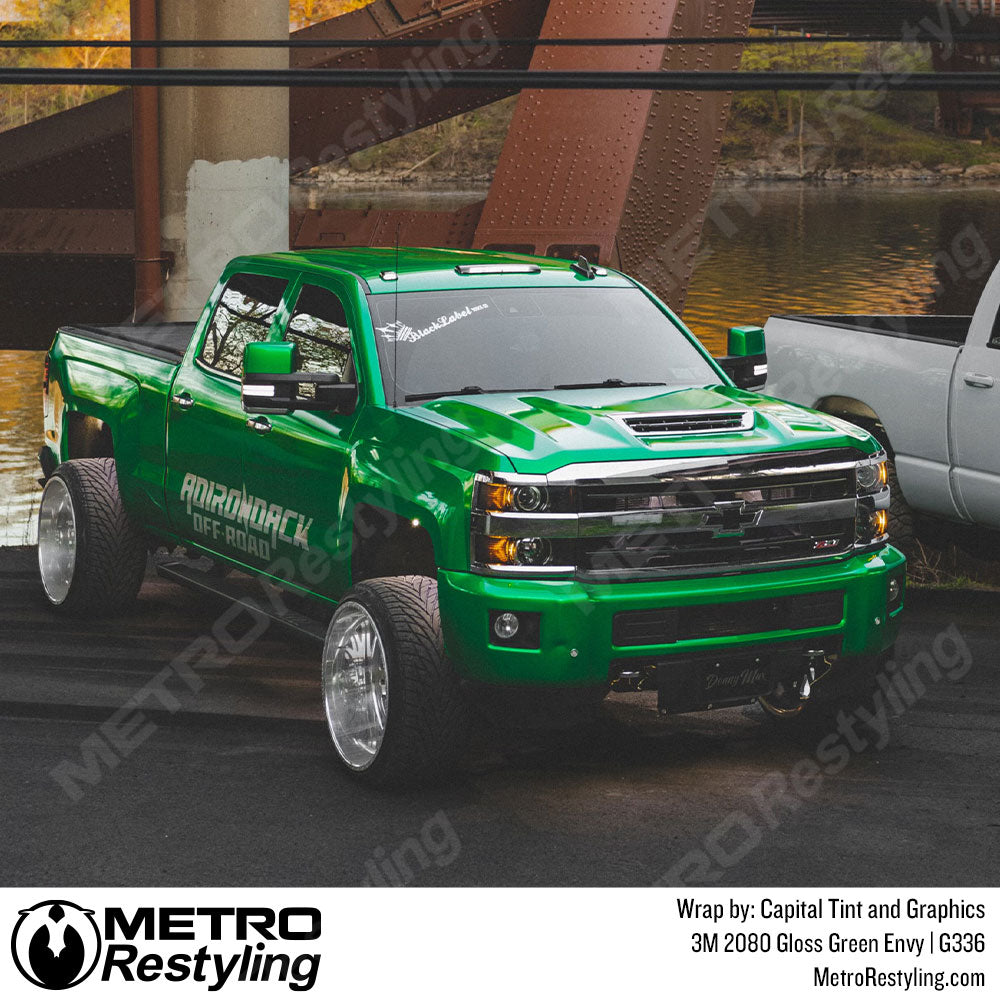 green chevy truck wrap