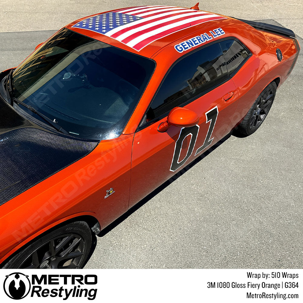 orange dodge challenger wrap