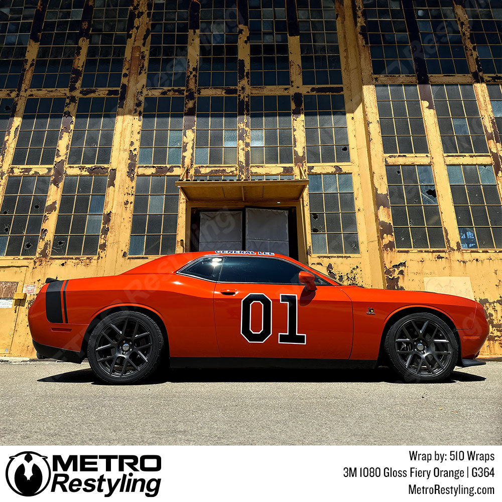 orange dodge challenger wrap