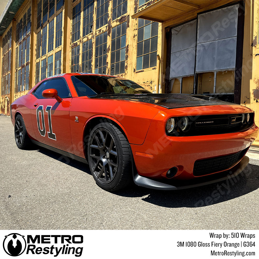 orange dodge challenger wrap