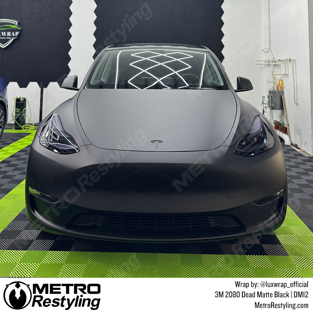 Matte black tesla wrap