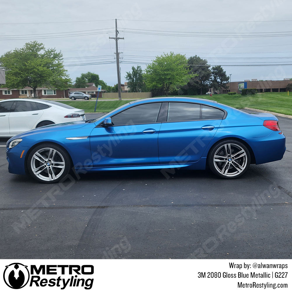 glossy blue bmw wrap