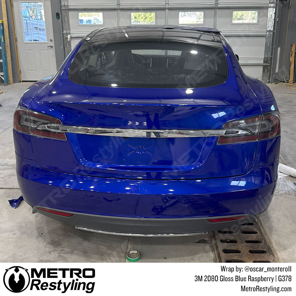 gloss blue tesla wrap