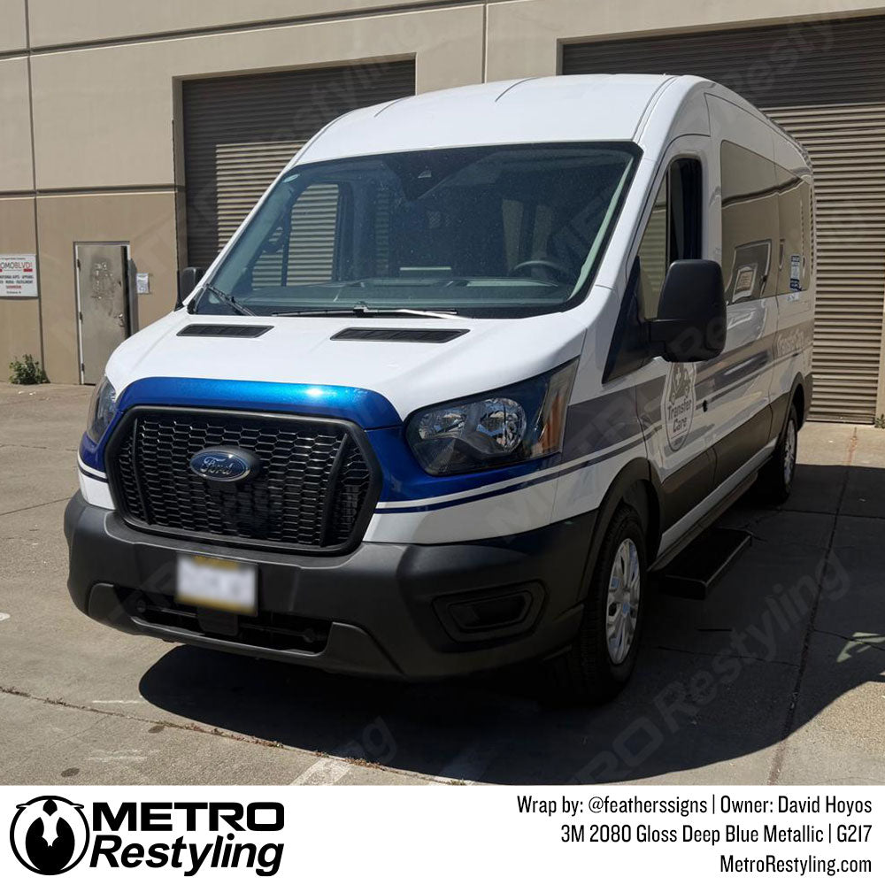 metallic blue emt van wrap