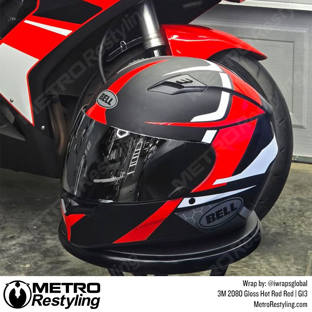hot rod red motorcycle helmet wrap